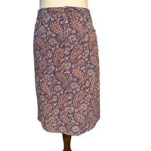 L.L. Bean Favorite Fir Paisley Print Corduroy Pencil Skirt